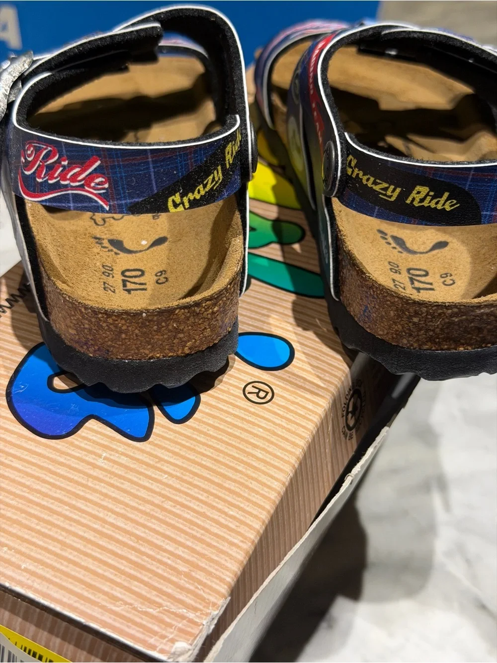 Kids Blue Graphic Adjustable Buckle Sandals